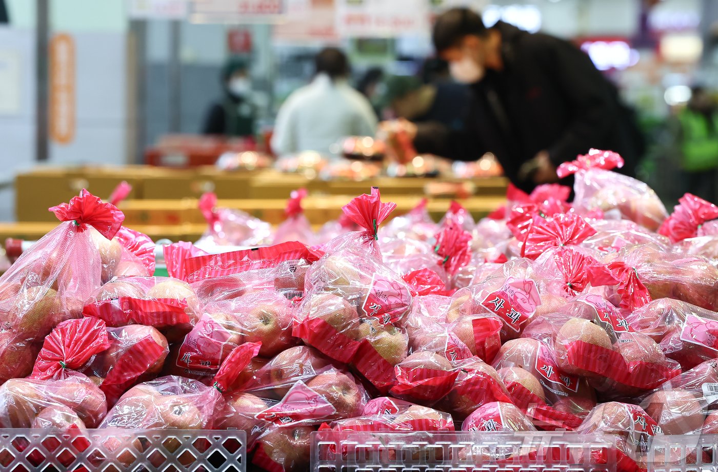 본문 이미지 - 8일 서울 시내 한 대형마트에서 시민들이 천혜향 등 과일을 살펴보고 있다. 정부와 여당은 이날 국회에서 고위당정협의회를 열고 설 성수품 공급 확대, 농축수산물 할인 등 설 명절 대책을 곧 내놓기로 했다. 2025.1.8/뉴스1 ⓒ News1 김도우 기자