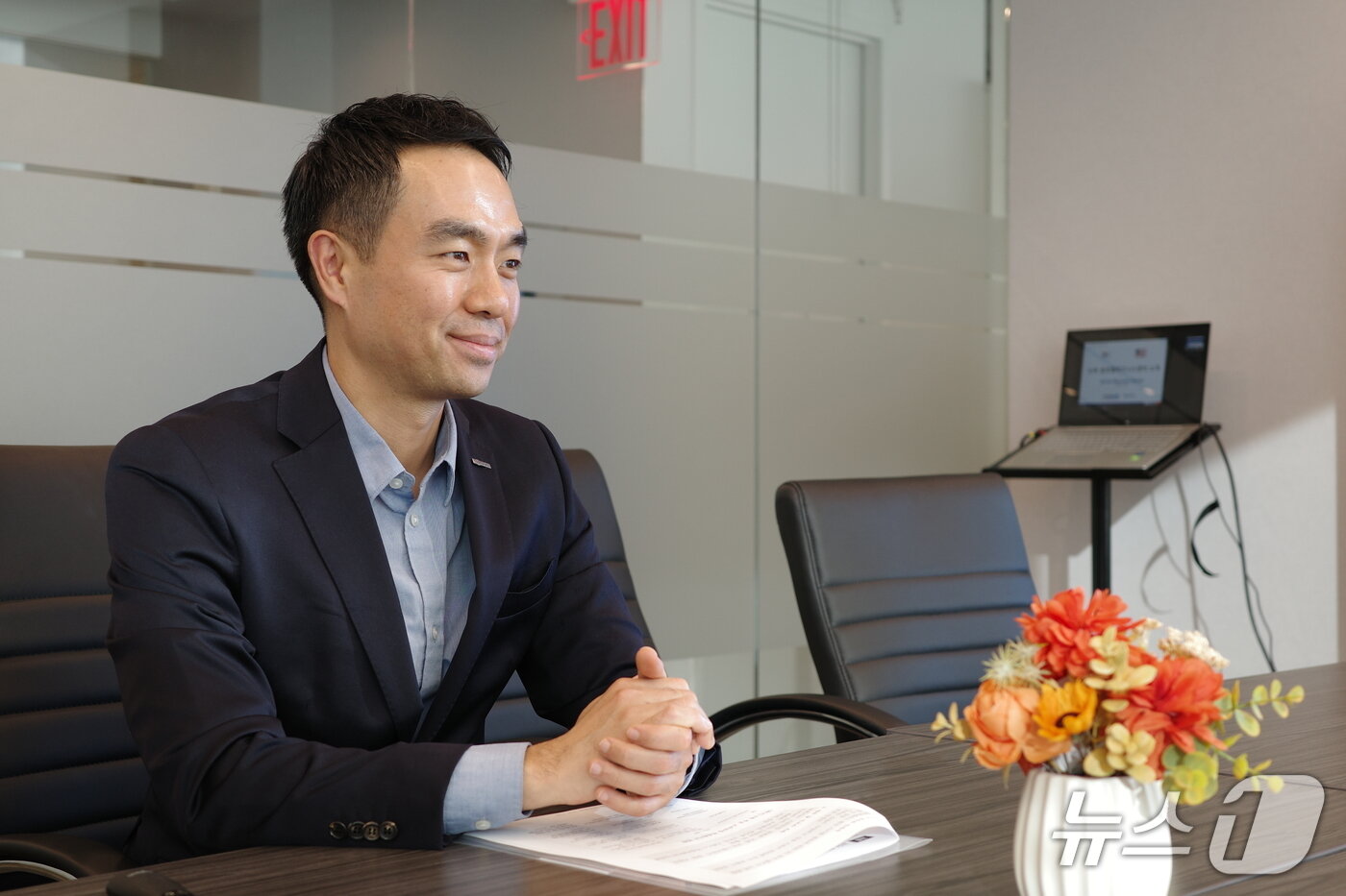 본문 이미지 - 백성우 뉴욕 글로벌비즈니스센터 소장이 지난 달 26일 뉴스1과 만나 인터뷰를 진행했다. 2025.9.26/ⓒ뉴스1 이정후 기자