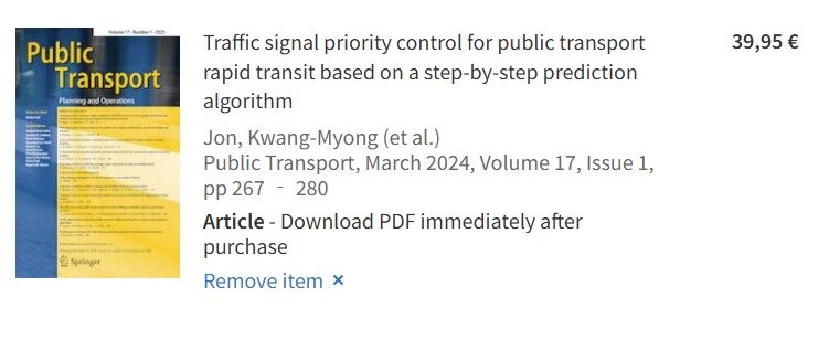 A paper by a researcher from Kim Il Sung University has been published in the first issue of 2025 on the Springer Nature website. Accessing individual papers without a subscription costs 39.95 EUR per article / Capture from Springer Nature website