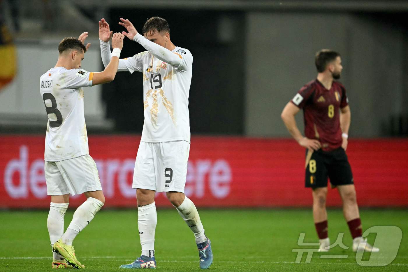 본문 이미지 - 벨기에를 상대로 무승부를 거둔 북마케도니아 ⓒ AFP=뉴스1