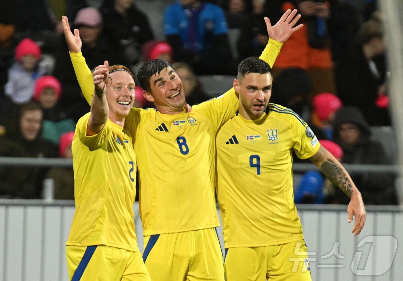 본문 이미지 - 득점 후 기뻐하는 우크라이나 ⓒ AFP=뉴스1