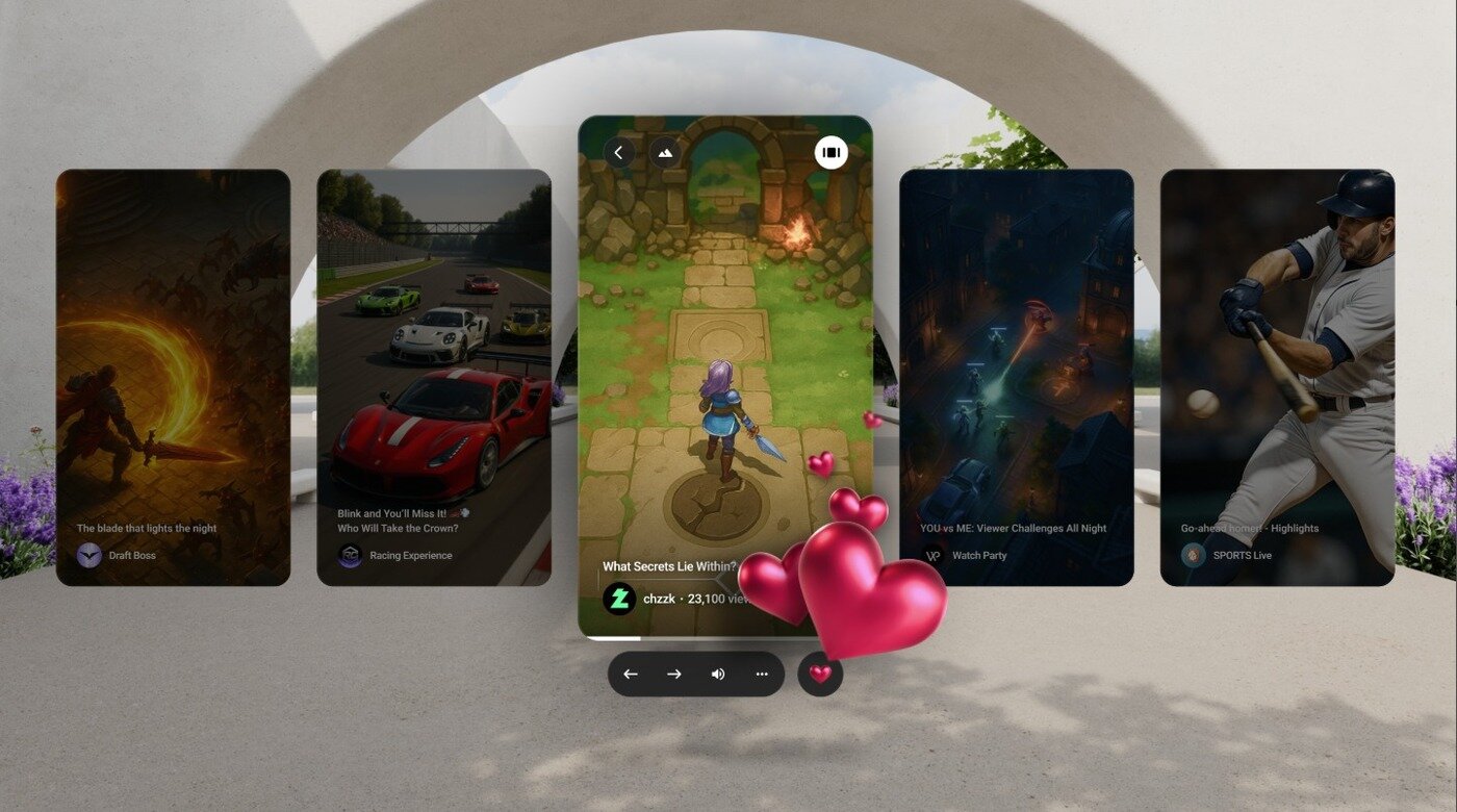 가상 공간에서 여러 치지직 XR 콘텐츠를 동시에 시청하는 사용자 인터페이스