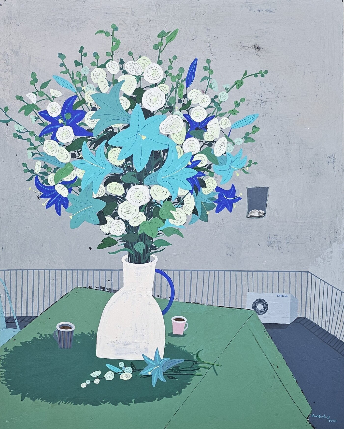 본문 이미지 - 양은숙, 베란다, 72.7&times;90.7cm, Acrylic on canvas, 2024 (하랑갤러리 제공)