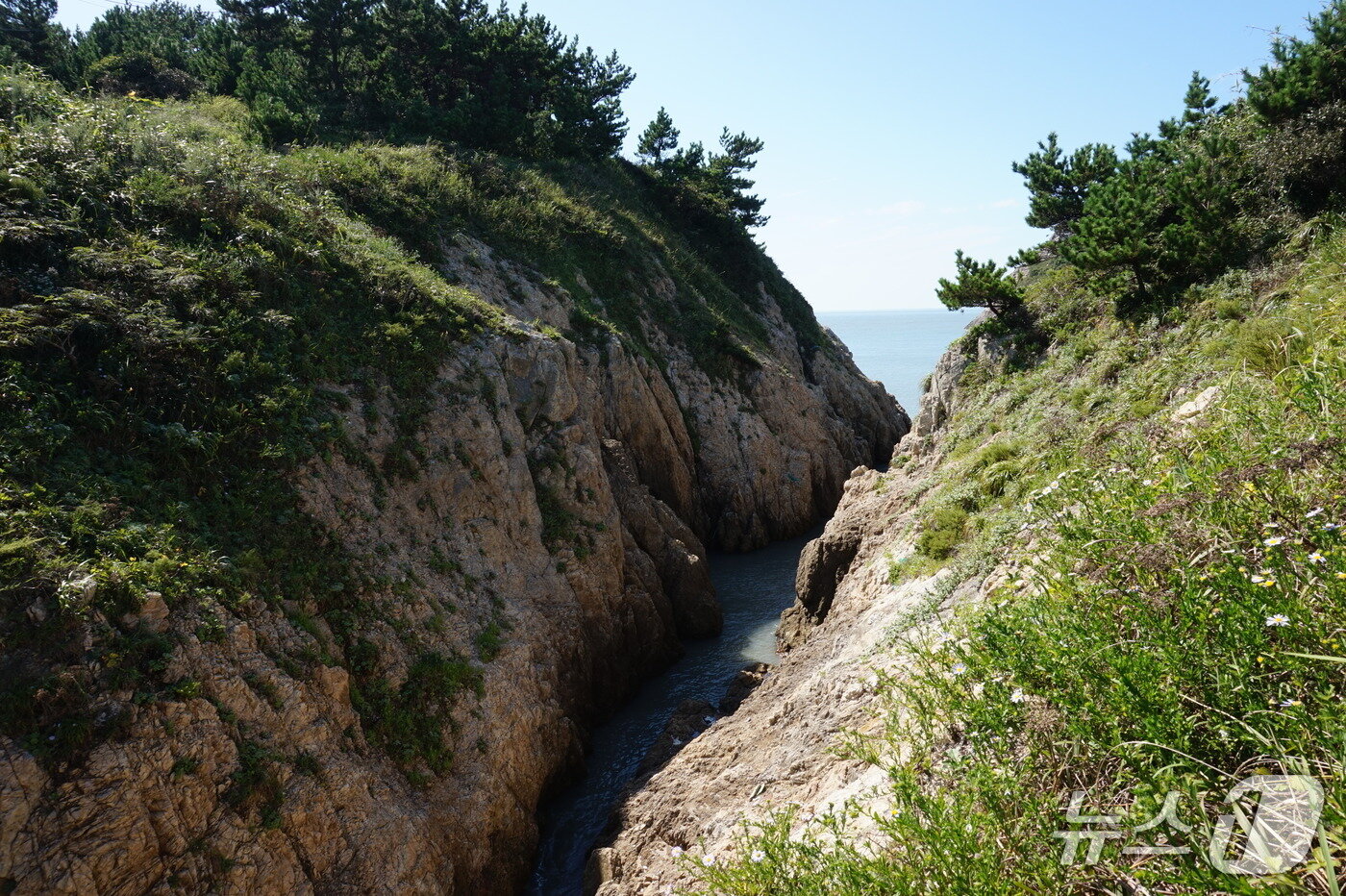 본문 이미지 - 장구목. 배를 끌어 올리던 곳으로 대사리 때는 물이 넘쳐흘러 섬을 나누기도 했다. 2025.10.18/뉴스1 ⓒ News1 조영석 기자  