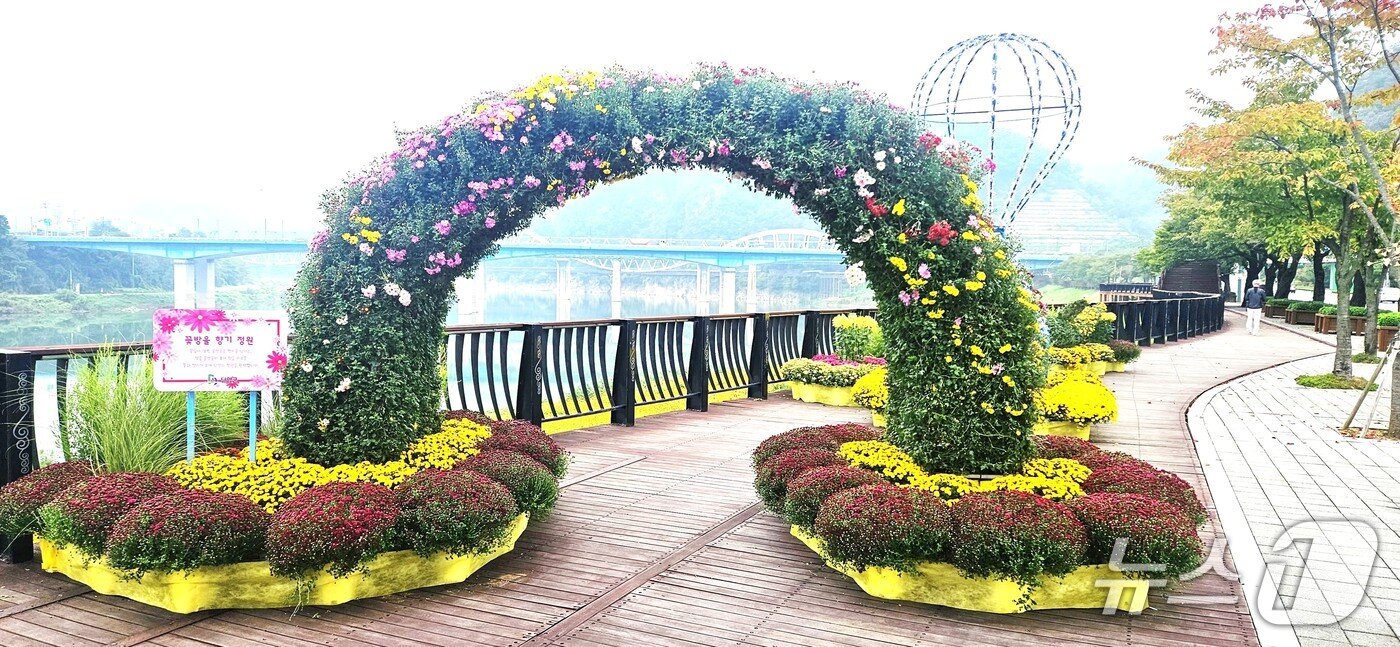 본문 이미지 -  단양군의 국화 조형물.(단양군 제공. 재판매 및 DB금지)/뉴스1 