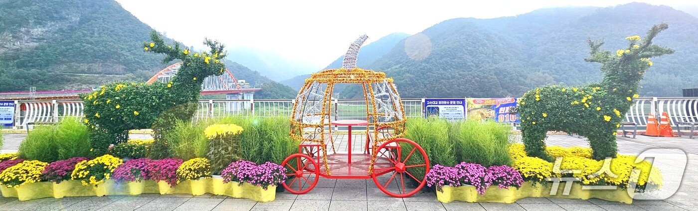 본문 이미지 -  단양군의 국화 조형물.(단양군 제공. 재판매 및 DB금지)/뉴스1 