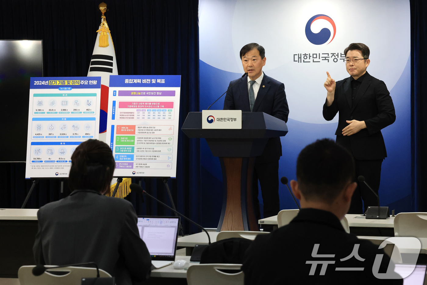 (서울=뉴스1) 임세영 기자 = 이형훈 보건복지부 제2차관이 16일 서울 종로구 정부서울청사에서 2024년 장기 기증 및 이식 주요 현황, 이식 종합계획 비전 및 목표를 브리핑하고 …