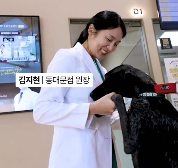 본문 이미지 - 핑고가 VIP동물의료센터 동대문점에 방문해 김지현 원장과 인사하고 있다&#40;병원 제공&#41;. ⓒ 뉴스1