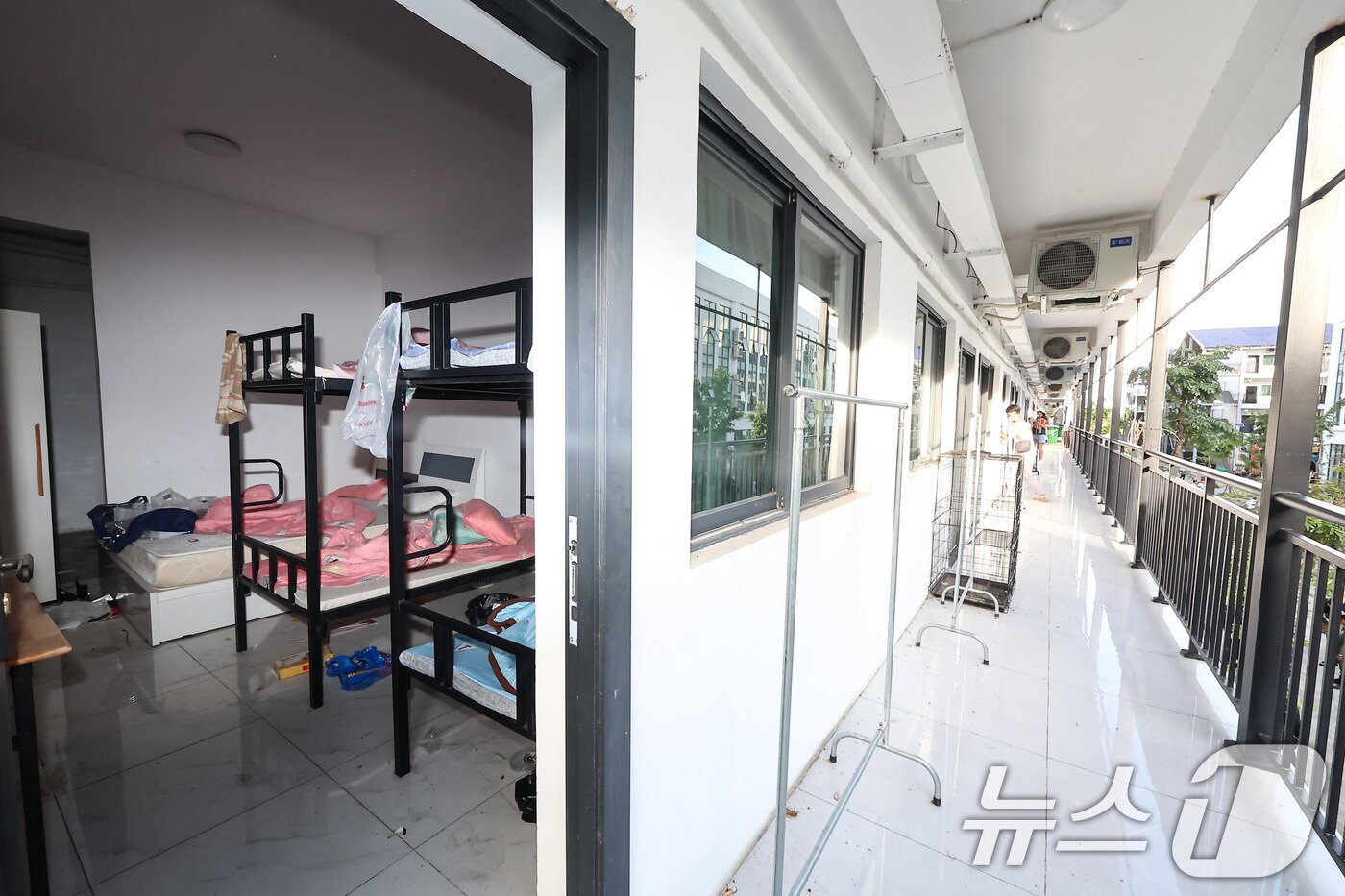 본문 이미지 - 최근 캄보디아에서 한국인 대상 취업사기 및 감금 사건 등 각종 범죄에 연루된 사례가 수면 위로 드러나고 있다. 사진은 16일(현지시간) 캄보디아 프놈펜 인근 온라인스캠범죄단지인 태자단지 내부. 2025.10.16/뉴스1 ⓒ News1 김도우 기자