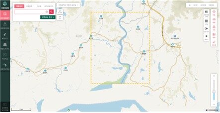 The National Geographic Information Institute under the Ministry of Land, Infrastructure and Transport displays the lower reaches of the Ryesong River in North Korea on its national internet map / Provided by the National Land Information Platform