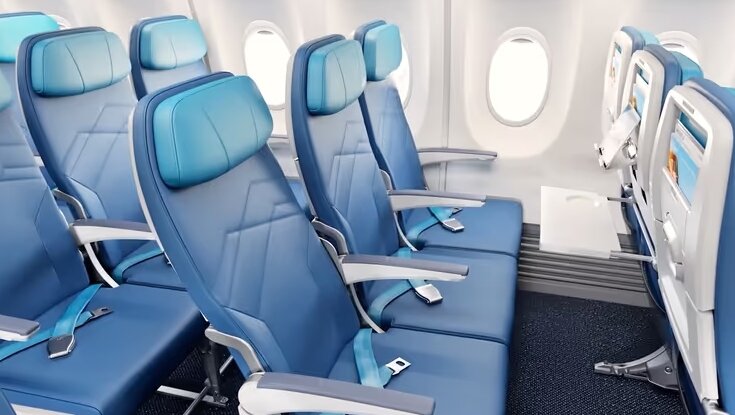 본문 이미지 - &#40;새롭게 적용될 이스트젯 항공기 좌석 내부 구조. 데일리하이브 밴쿠버. 웨스트젯 유튜브&#41;