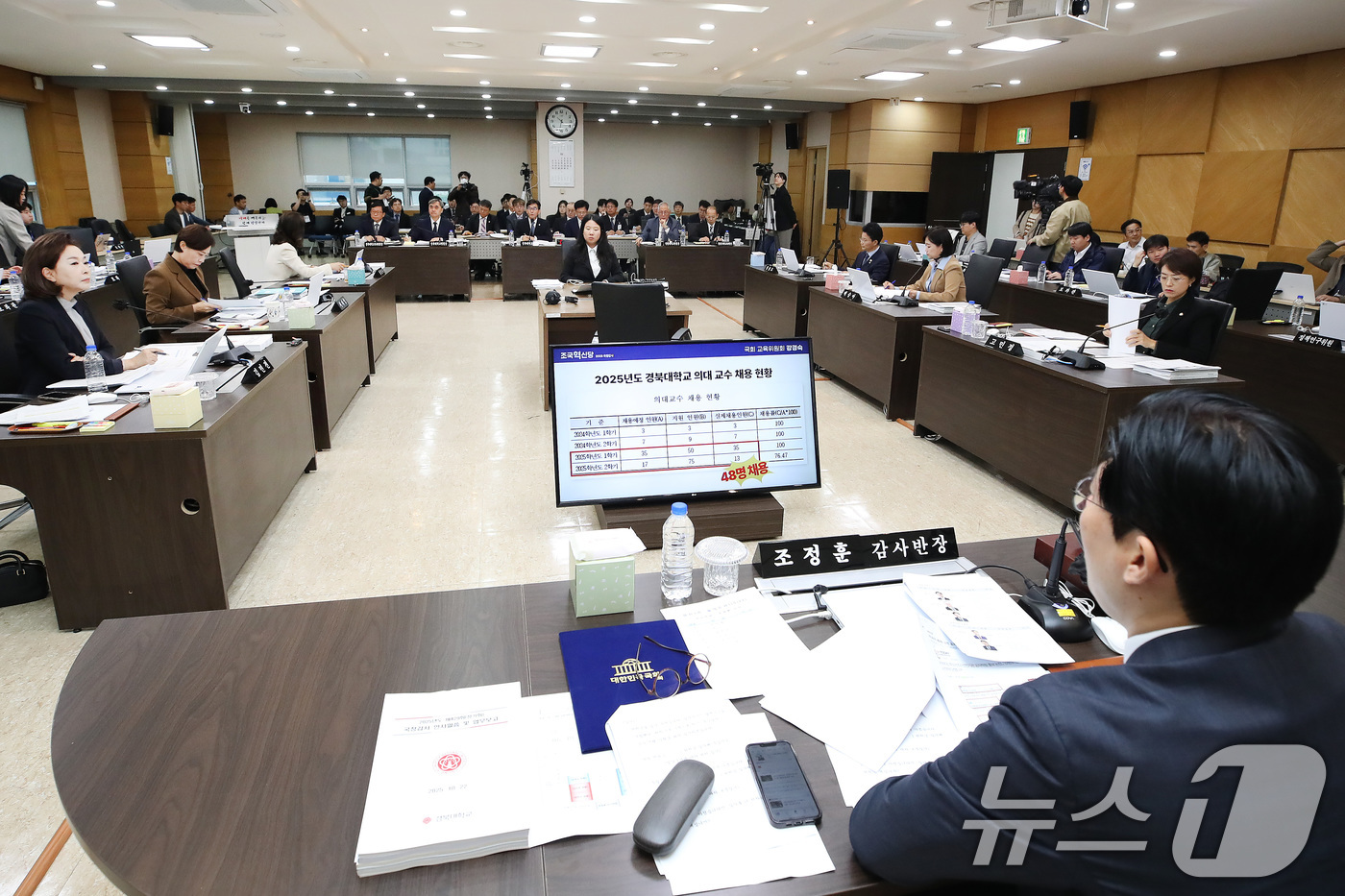 (대구=뉴스1) 공정식 기자 = 22일 오전 대구시교육청에서 국회 교육위원회의 경북대, 강원대, 경북대병원, 강원대병원, 경북대치과병원, 강릉원주대치과병원에 대한 국정감사가 열리고 …