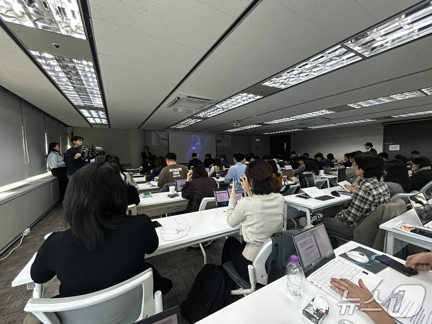 본문 이미지 - 22일 서울 종로구 광화문 HJ비즈니스센터에서 열린 차백신연구소 미디어 간담회 전경. 2025.10.22/뉴스1 ⓒ News1 문대현 기자