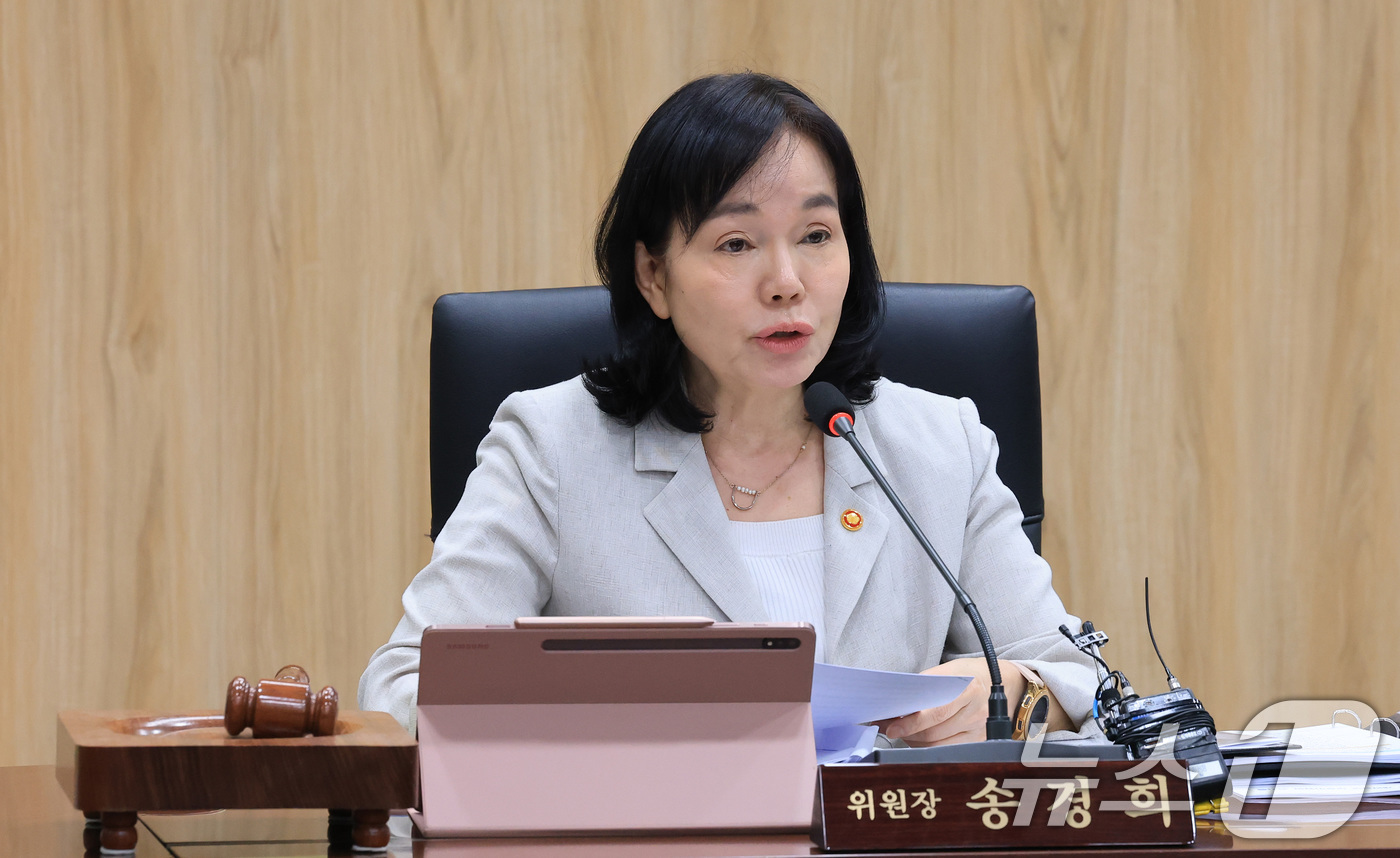 (서울=뉴스1) 임세영 기자 = 송경희 개인정보보호위원회 위원장이 22일 서울 종로구 정부서울청사에서 열린 제22회 전체회의에서 모두발언을 하고 있다. 2025.10.22/뉴스1