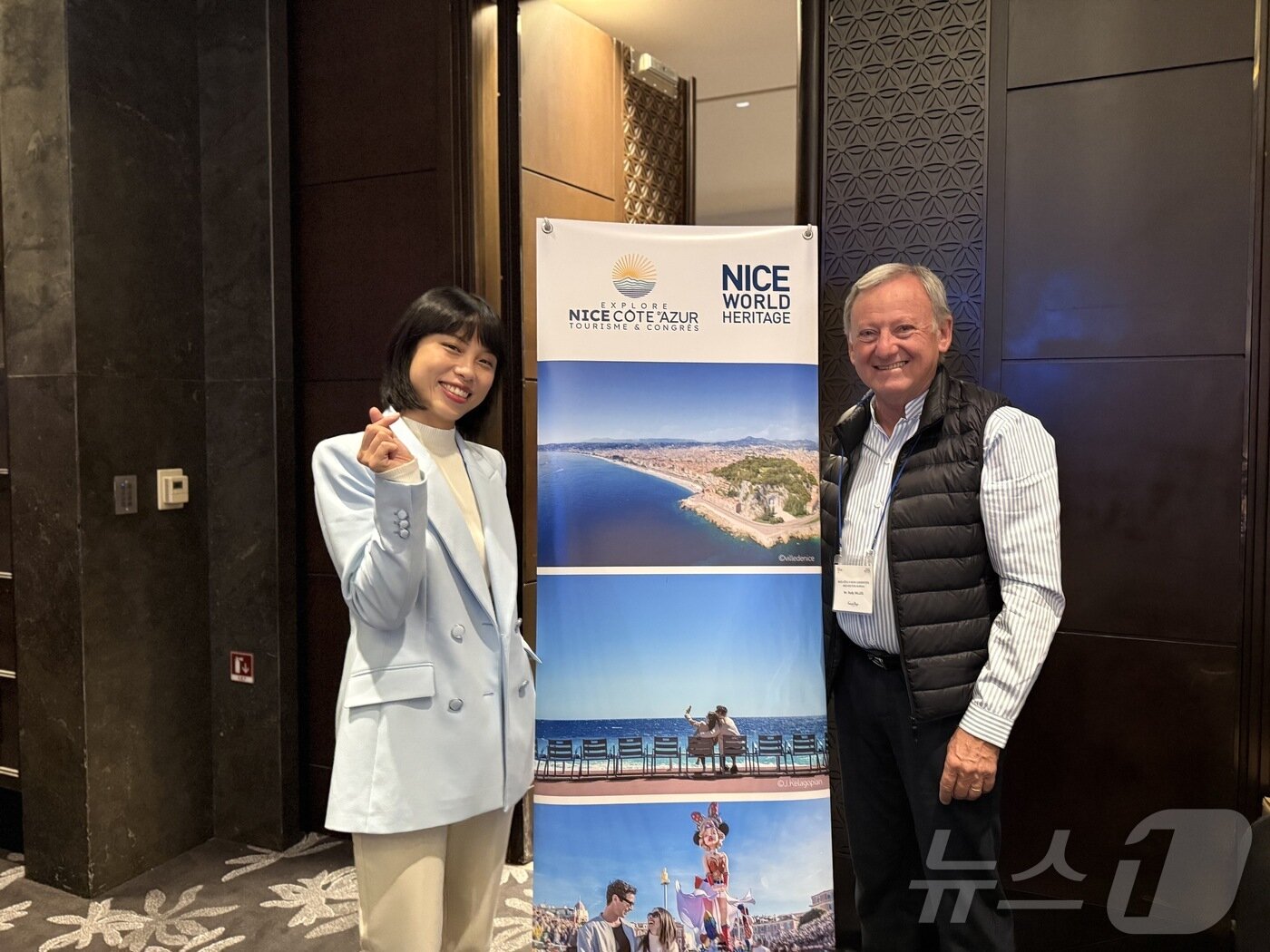 본문 이미지 - 샤오위 천 니스관광안내사무소 레저 개발 매니저(왼쪽), 루디 셀즈(Rudy Selz) 니스관광사무소 대표 ⓒ News1 윤슬빈 관광전문기자