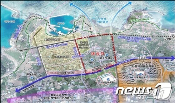 본문 이미지 - 화북상업지역 도시개발사업 위치도(제주시 제공. 재판매 및 DB 금지)ⓒ 뉴스1