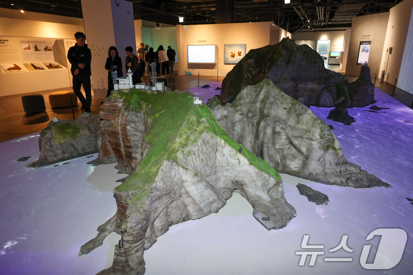 (서울=뉴스1) 안은나 기자 = 독도의 날을 하루 앞둔 24일 서울 영등포구 타임스퀘어에 마련된 동북아역사재단 독도체험관에 독도 모형이 전시돼 있다. 2025.10.24/뉴스1