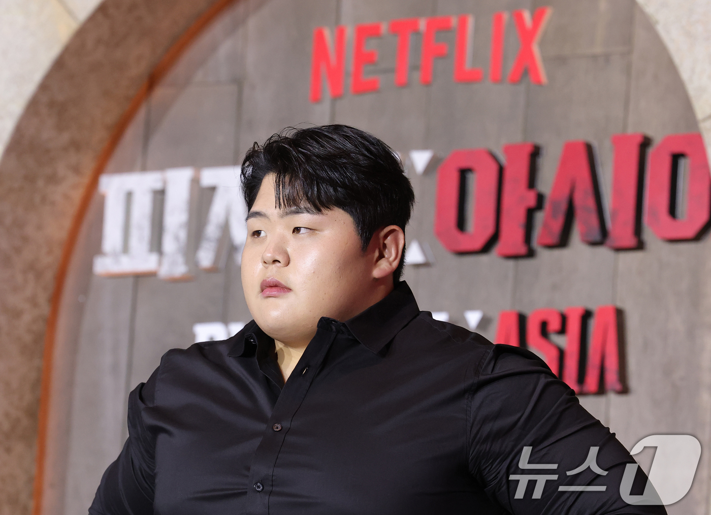 (서울=뉴스1) 권현진 기자 = 씨름선수 김민재가 24일 서울 강남구 봉은사로 웨스틴 서울 파르나스에서 열린 넷플릭스 서바이벌 예능 ‘피지컬: 아시아’ 제작발표회에 참석해 포즈를 …