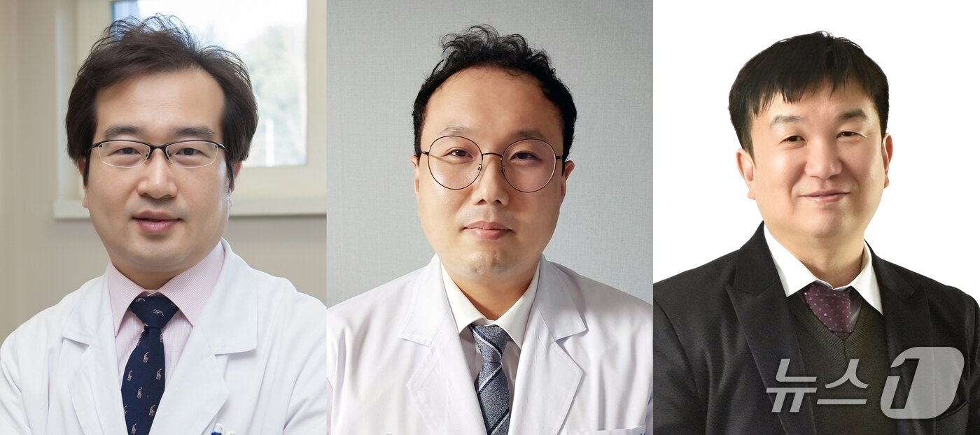 본문 이미지 - (왼쪽부터)울산의대 서울아산병원의 재활의학과 전재용 교수와 의공학연구소 천화영 박사, 서울과학기술대학교 윤현식 교수.(서울아산병원 제공)