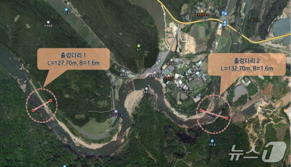 본문 이미지 - 영동군 황간면 월류봉 출렁다리 조성 위치도&#40;영동군 제공. 재판매 및DB금지&#41; /뉴스1 