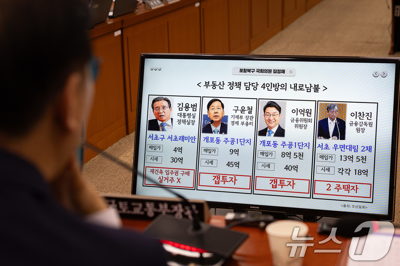 (서울=뉴스1) 유승관 기자 = 김윤덕 국토교통부 장관이 29일 서울 여의도 국회에서 열린 국토교통위원회의 국토교통부 등에 대한 국정감사에서 김정재 국민의힘 의원 질의 중 이재명정 …