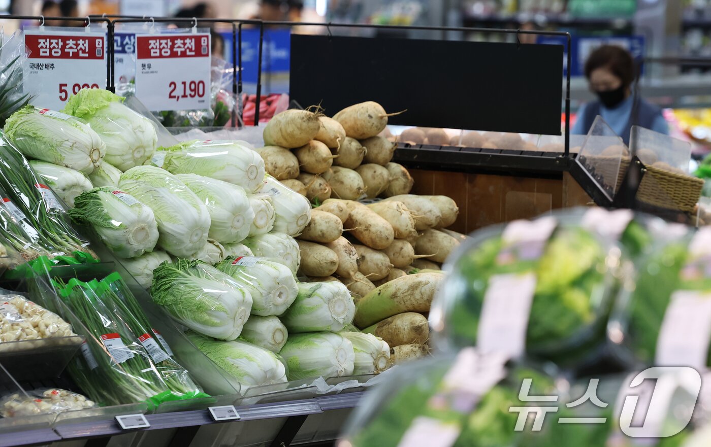 본문 이미지 - 롯데마트 서울역점 채소 코너에서 장을 보는 시민들. /뉴스1 ⓒ News1 오대일 기자