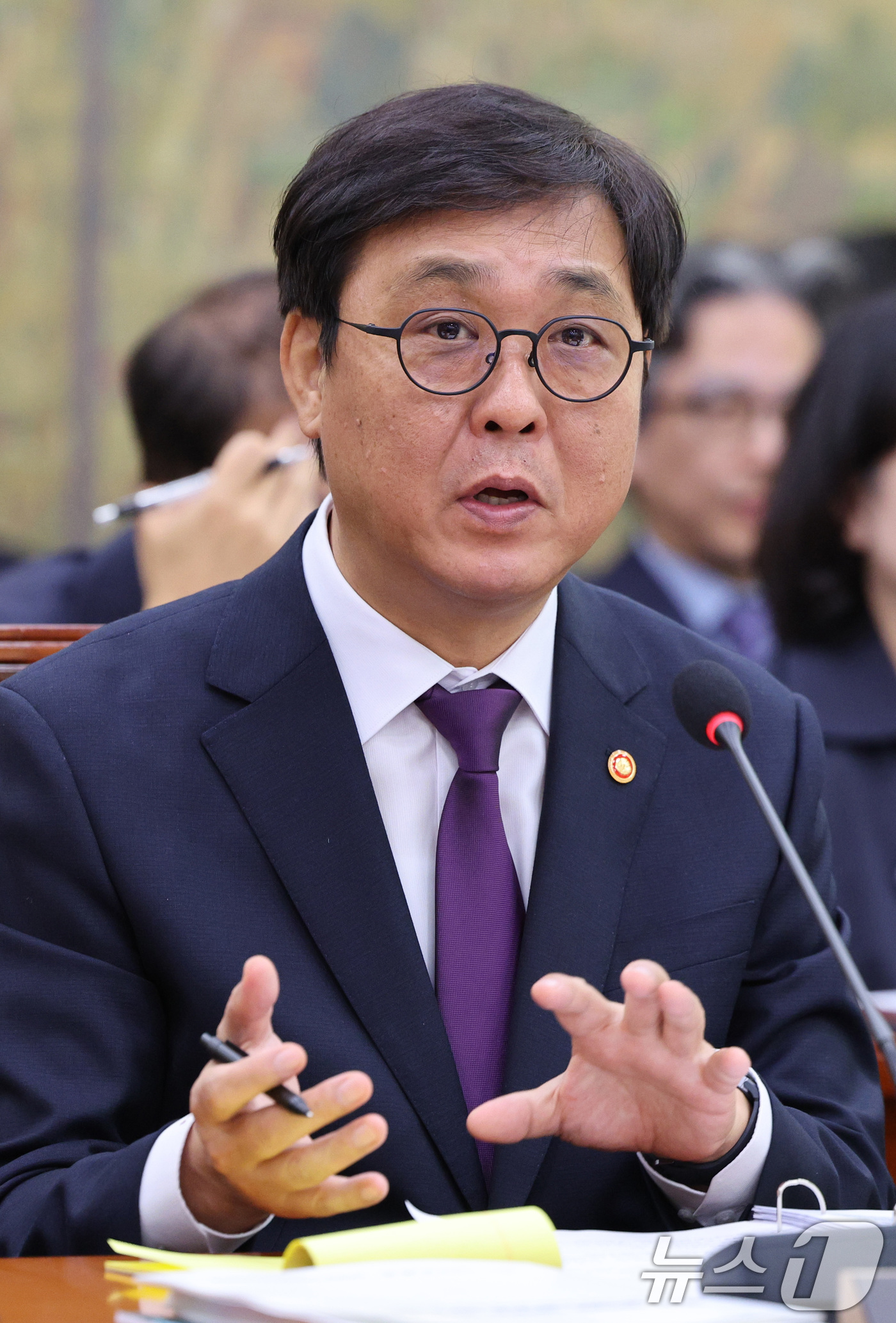 (서울=뉴스1) 신웅수 기자 = 최휘영 문화체육관광부 장관이 29일 서울 여의도 국회 문화체육관광위원회에서 열린 문화체육관광부 등에 대한 종합감사에서 의원 질의에 답변하고 있다. …