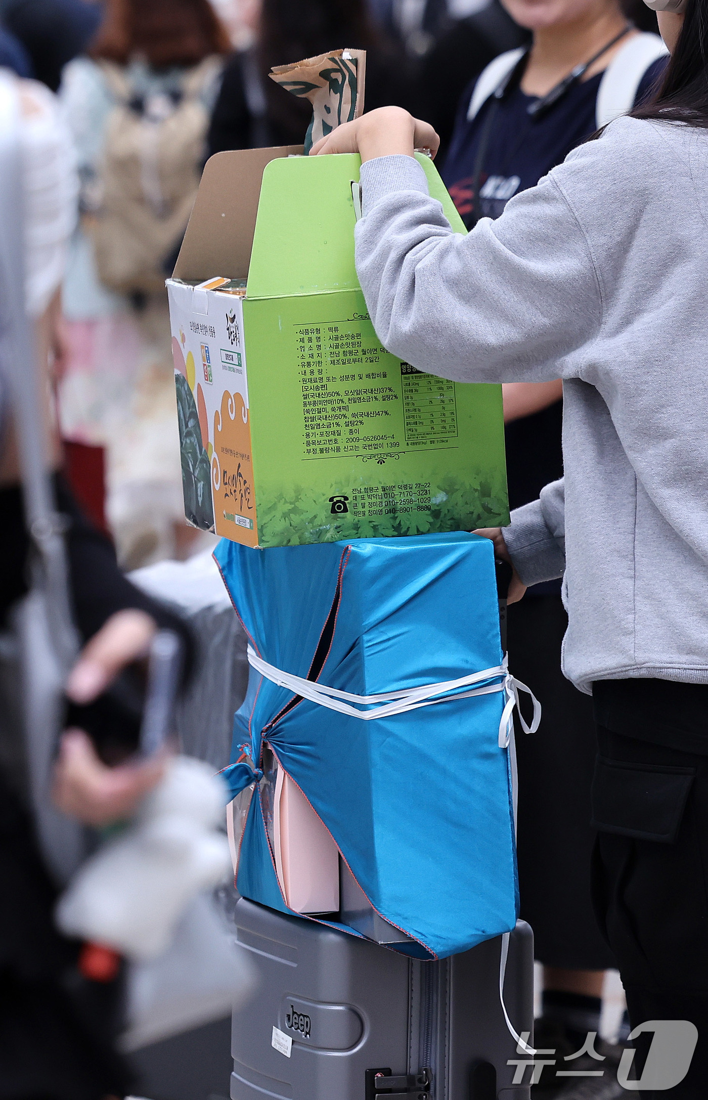 (서울=뉴스1) 박지혜 기자 = 추석 연휴가 시작된 3일 오전 서울역에서 한 귀성객이 고향에 전달할 선물을 든 채 열차로 향하고 있다. 2025.10.3/뉴스1