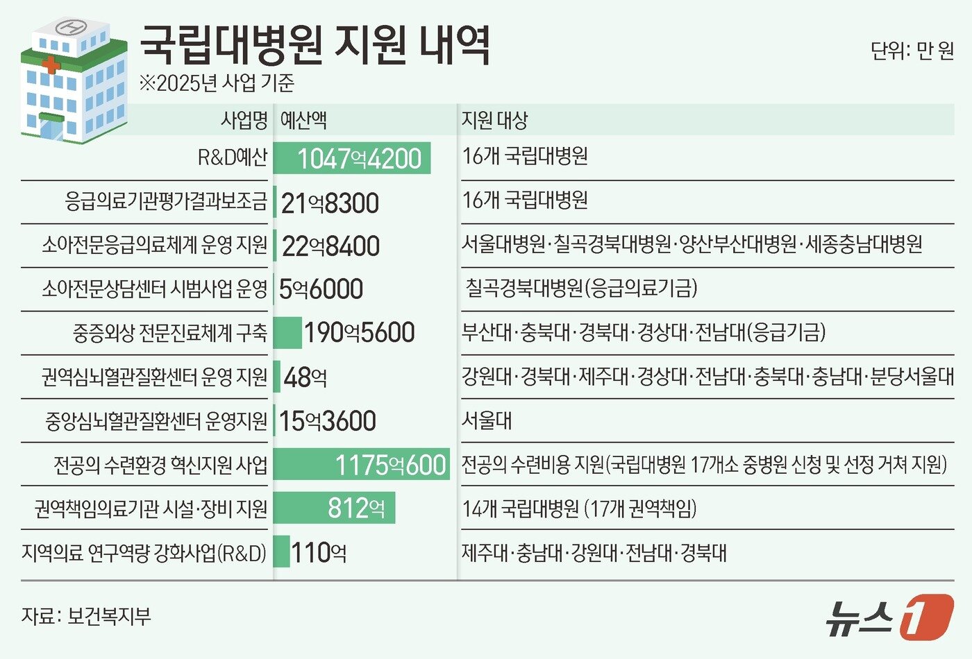 본문 이미지 - 국립대병원 지원 내역 ⓒ News1 김초희 디자이너