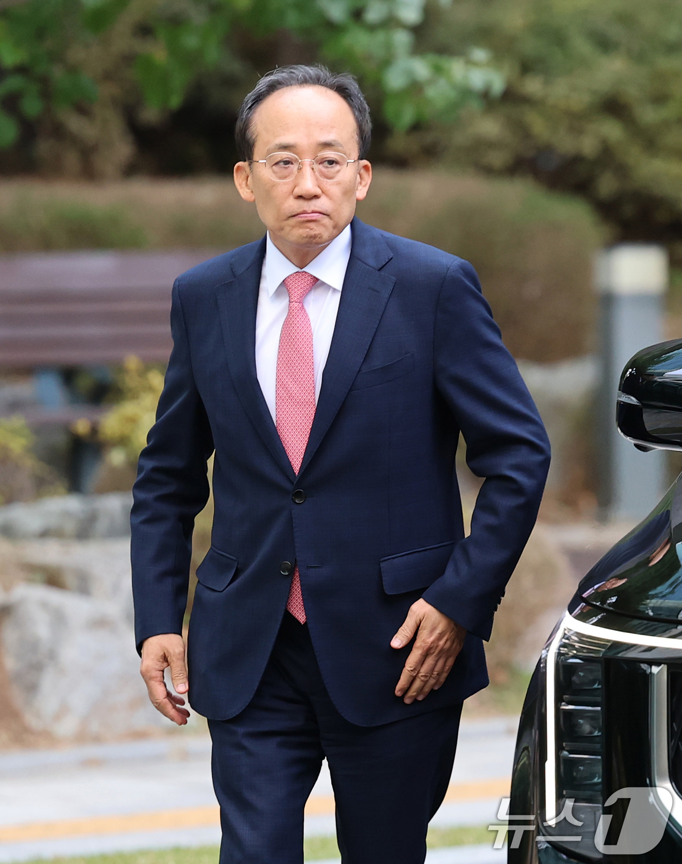 (서울=뉴스1) 오대일 기자 = 국회의 계엄해제 의결을 방해한 의혹을 받는 추경호 전 국민의힘 원내대표가 30일 오전 서울 서초구 서울고등검찰청에 마련된 내란 특검팀(특별검사 조은 …