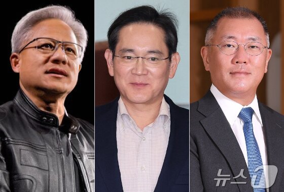 본문 이미지 -  젠슨 황 엔비디아 CEO, 이재용 삼성전자 회장, 정의선 현대자동차그룹 회장. 