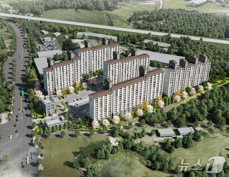 본문 이미지 - 지구단위계획 변경이 고시된 이천시 이황리 흉물 아파트의 공사 완료 후 모습을 그린 조감도.&#40;이천시 제공&#41;