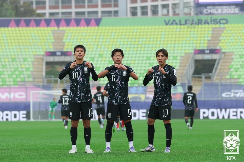 (서울=뉴스1) = 3일(현지시간) 칠레 발파라이소 에스타디오 엘리아스 피게로아 브란데르에서 열린 2025 FIFA U-20 월드컵 조별리그 B조 3차전 대한민국과 파나마의 경기에 …