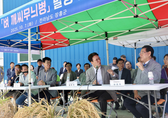 벼 깨씨무늬병 피해 현장 점검 나선 김민석 총리