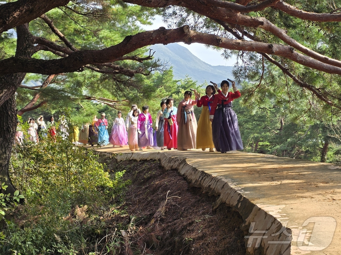 (고창=뉴스1) 김동규 기자 = 1일 전북 고창군에서 \'모양성제\'의 하이라이트 ‘답성놀이’가 열리고 있다. 머리 위에 이고 성을 한 바퀴 돌면 다리병이 낫고, 두 바퀴 돌면 무 …