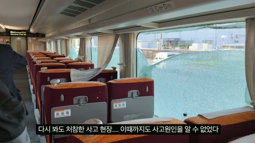 본문 이미지 - 일본여행중 열차사고를 당한 20대 여성 피해자가 공개한 열차 내부. 출처=유튜브 &#39;데일리 조이&#39;