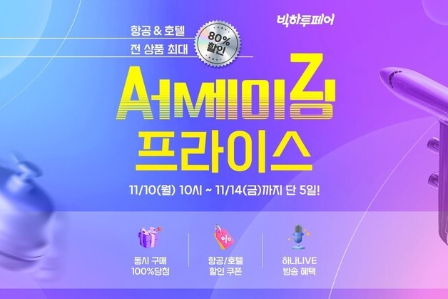 "항공·호텔 10만 원대"…하나투어, 최대 80% 할인 '어메이징 프라이스'