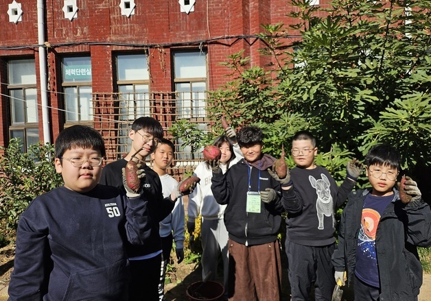 "오늘은 내가 농부"…광주 중앙초 학생들, 직접 기른 벼 수확
