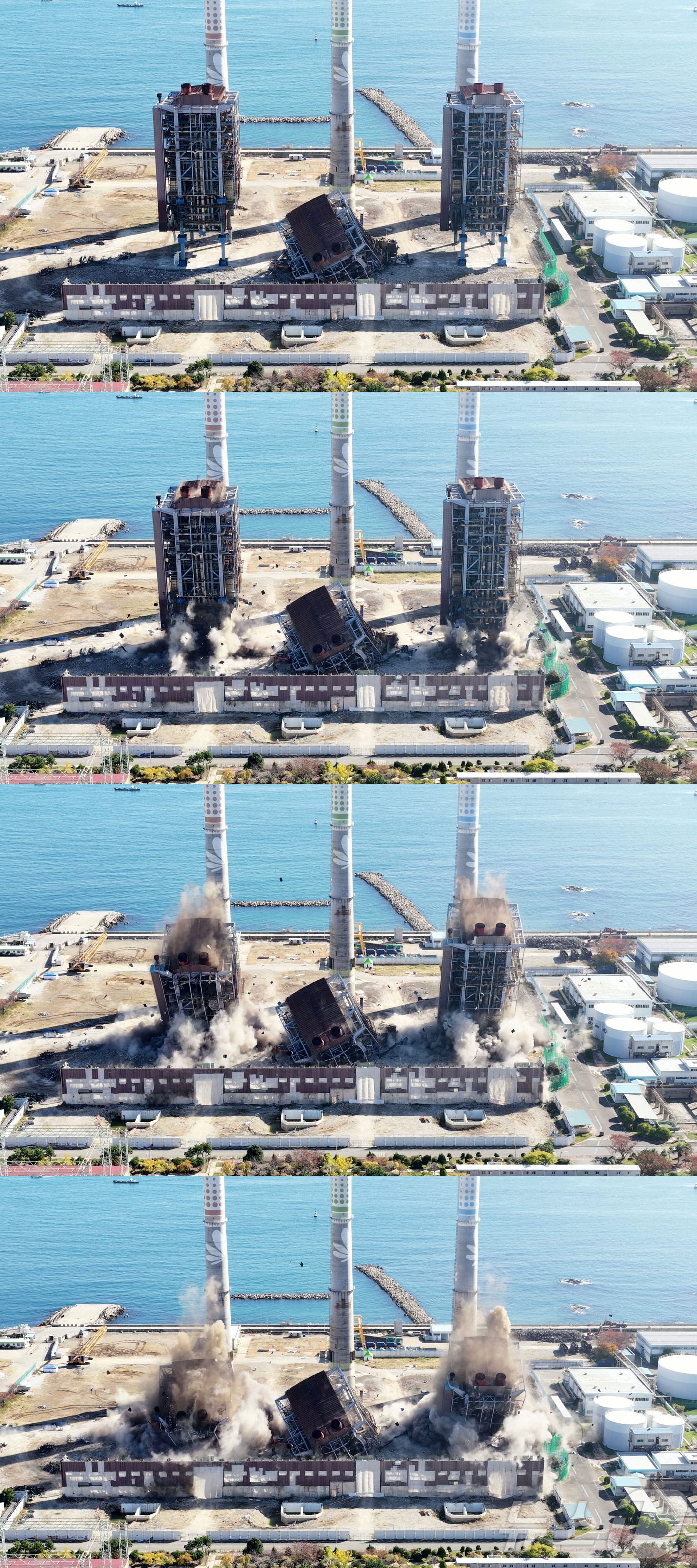 (울산=뉴스1) 안은나 기자 = 보일러 타워 붕괴 사고 발생 엿새째를 맞은 11일 울산 남구 울산화력발전소 보일러 타워 5호기 붕괴 사고 현장에서 매몰자와 실종자 구조를 위해 4· …