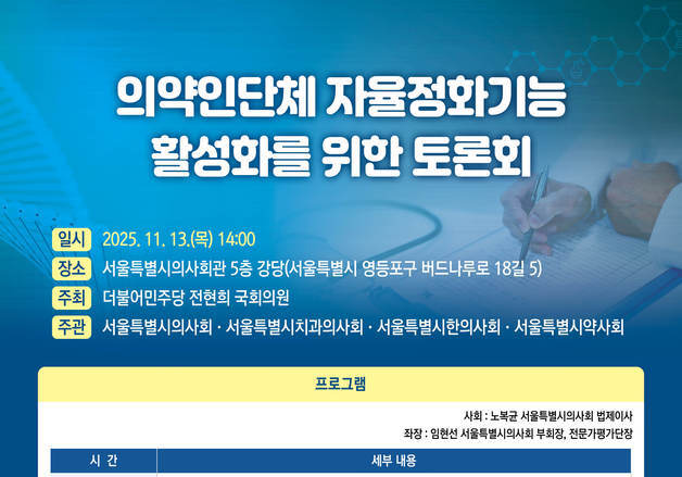 서울 4개 의약단체 "자율규제로 의료윤리 확립"…13일 토론회