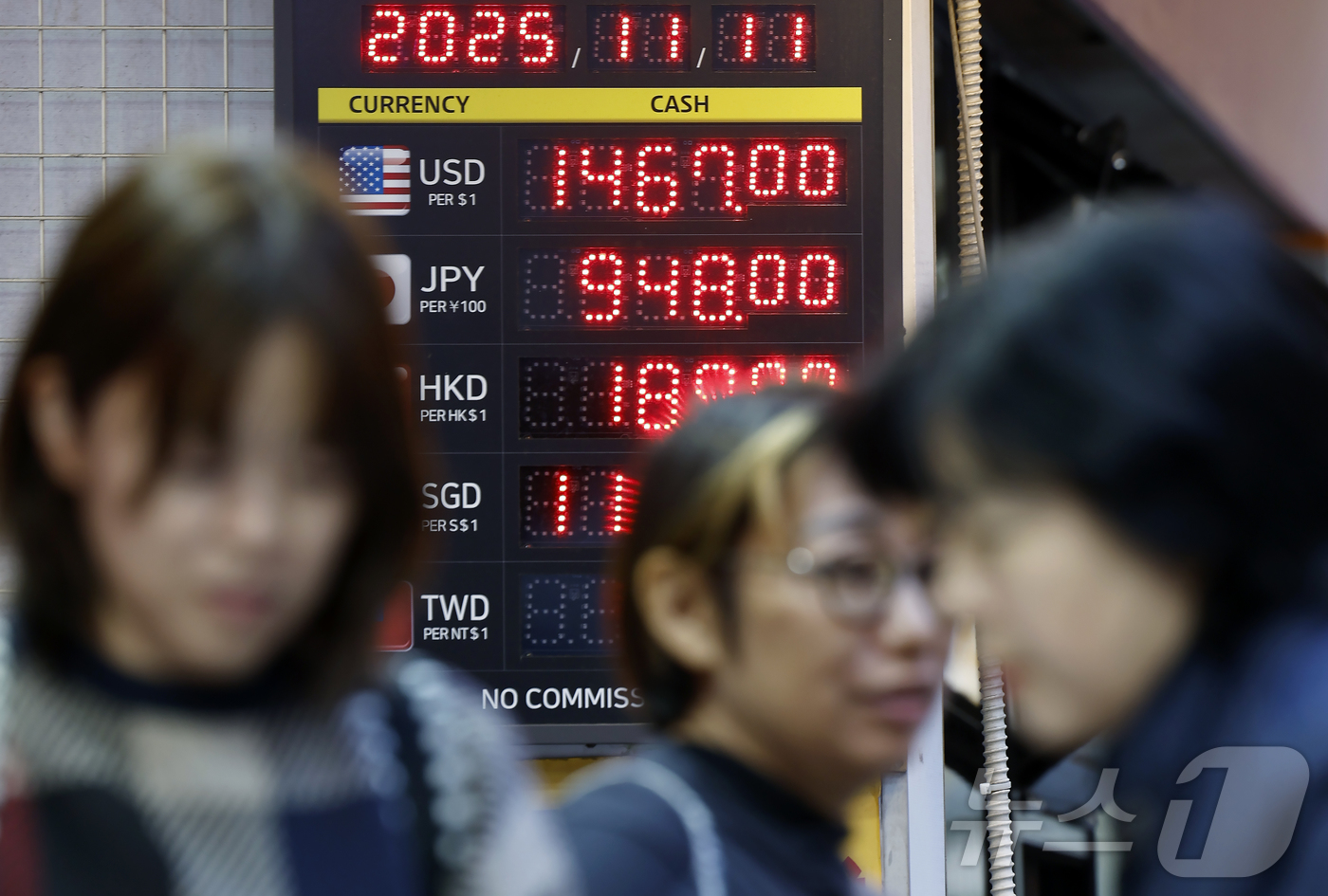 (서울=뉴스1) 박정호 기자 = 달러·원 환율이 장중 1460원대를 돌파하며 약 7개월 만에 최고치를 기록한 11일 오후 서울 중구 명동의 환전소에서 관광객이 환전을 하고 있다. …