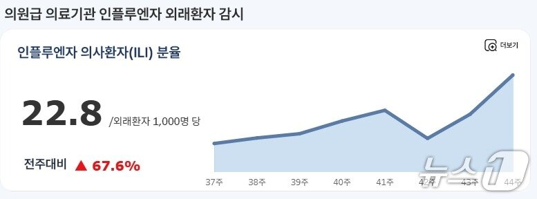 본문 이미지 - 질병청 인플루엔자 대시보드. 2025.11.12/뉴스1