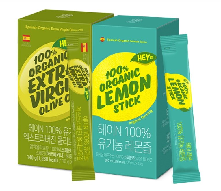 본문 이미지 - 대상웰라이프의 브랜드 &#39;헤이N&#39; 올리브오일과 레몬즙 스틱형 제품&#40;대상웰라이프 홈페이지 화면 갈무리&#41;