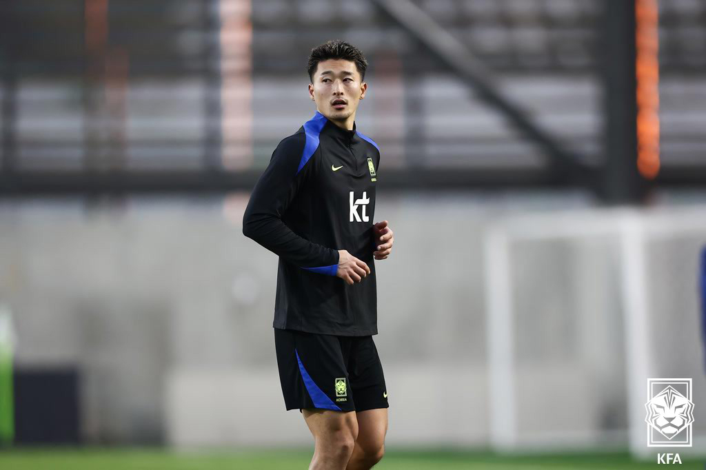 (서울=뉴스1) = 축구 국가대표팀에 합류한 조규성이 12일 충남 천안시 서북구 대한민국축구종합센터 훈련장에서 구슬땀을 흘리고 있다. (대한축구협회 제공. 재판매 및 DB 금지) …