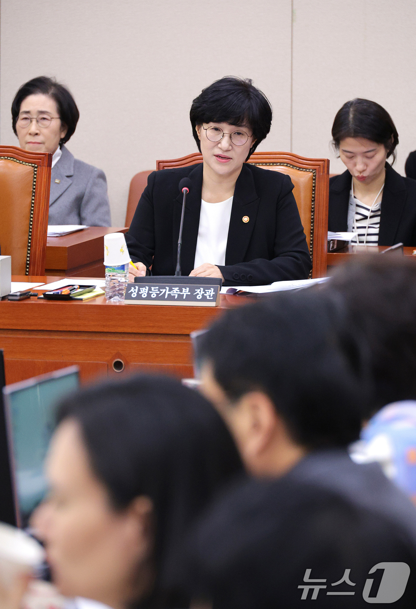 (서울=뉴스1) 신웅수 기자 = 원민경 성평등가족부 장관이 13일 서울 여의도 국회에서 열린 성평등가족위원회 전체회의에서 의원 질의에 답변하고 있다. 2025.11.13/뉴스1