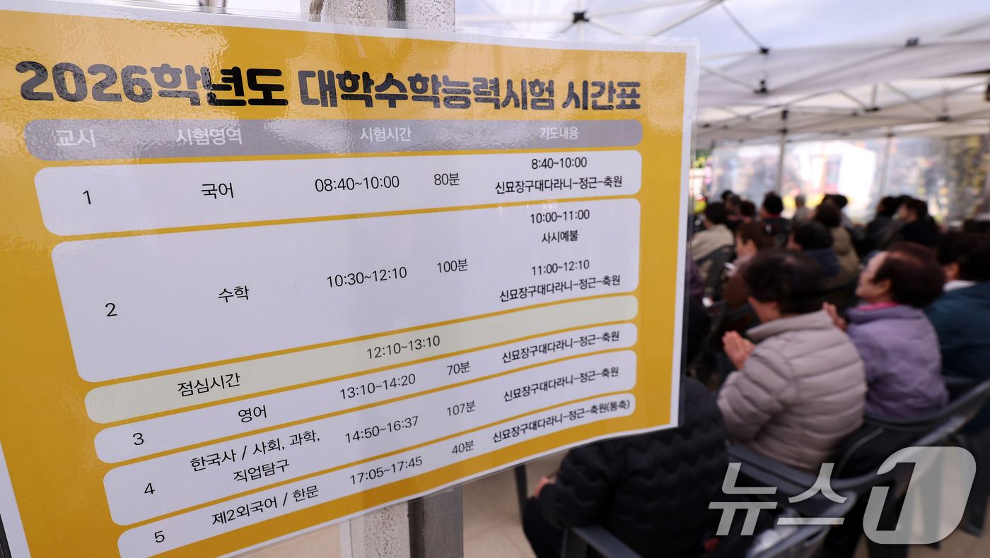 (서울=뉴스1) 박지혜 기자 = 2026학년도 대학수학능력시험(수능)일인 13일 서울 종로구 조계사에서 불자들과 학부모들이 두 손을 모아 기도하고 있다. 2025.11.13/뉴스1 …