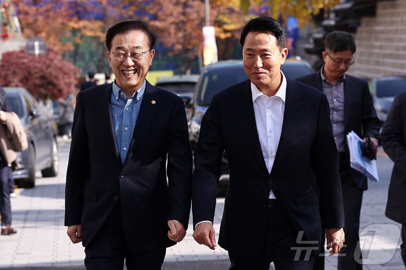 본문 이미지 - 김윤덕 국토교통부 장관(왼쪽)과 오세훈 서울시 ⓒ 뉴스1 구윤성 기자