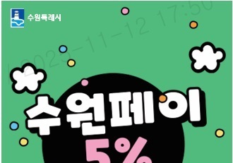 수원시, 수원페이 5% 캐시백 행사 진행