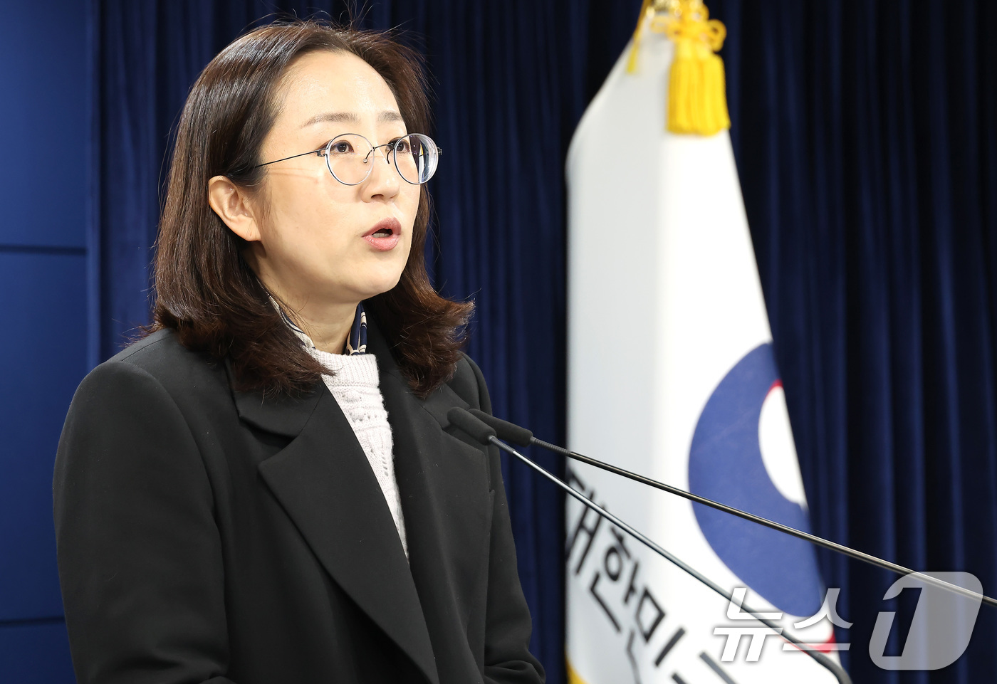 (서울=뉴스1) 임세영 기자 = 장윤정 통일부 부대변인이 14일 서울 종로구 정부서울청사에서 정례브리핑을 하고 있다. (공동취재) 2025.11.14/뉴스1