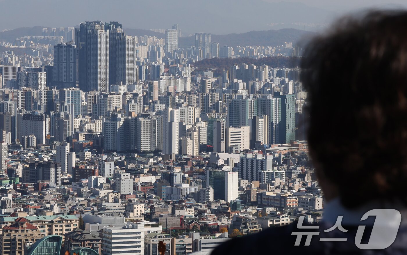 본문 이미지 - 서울 중구 남산에서 바라본 도심에 아파트 단지2025.11.14/뉴스1 ⓒ News1 장수영 기자